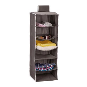 Relaxdays Hängeregal Kleiderschrank Vlies Anthrazit 6 Fächer Faltbar 96 cm x 32 cm x 31 cm