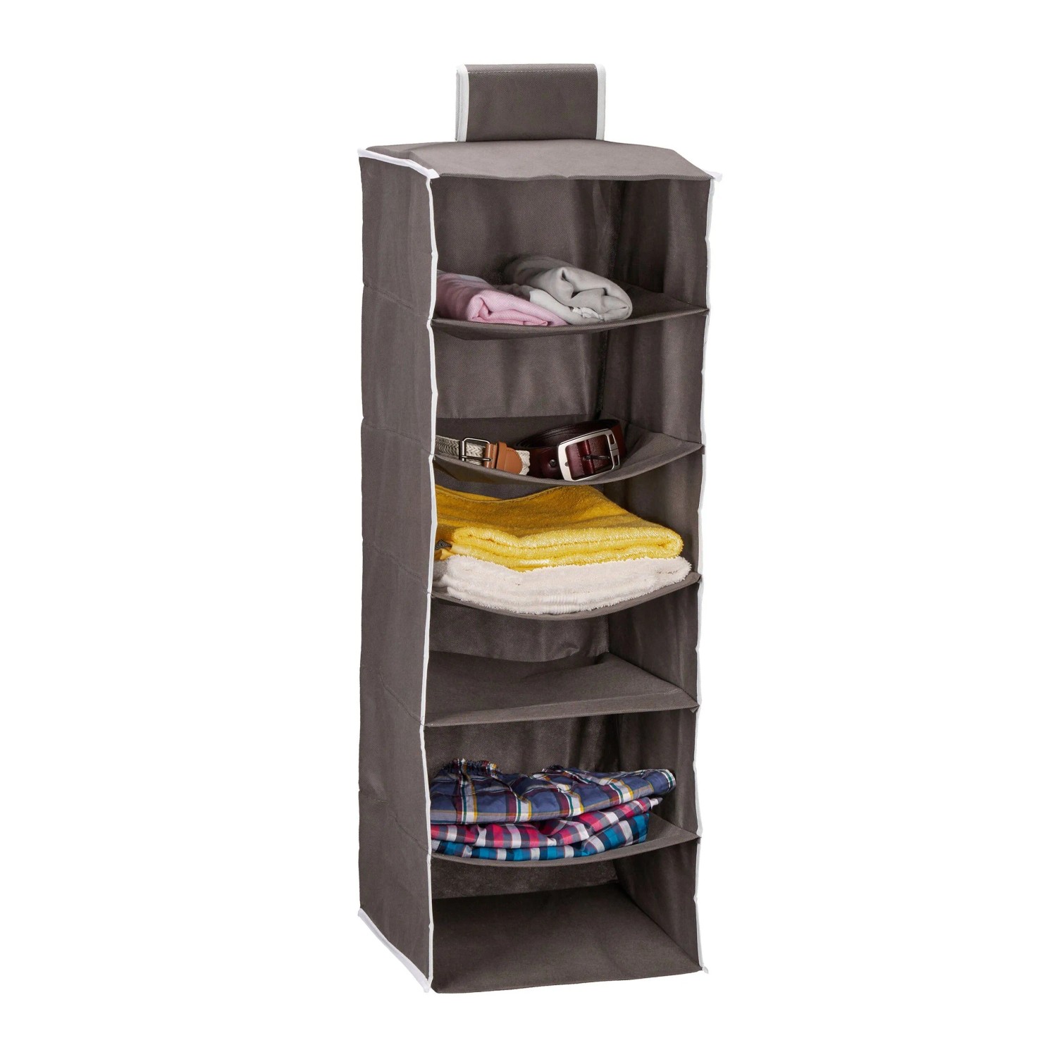 Relaxdays Hängeregal Kleiderschrank Vlies Anthrazit 6 Fächer Faltbar 96 cm x 32 cm x 31 cm