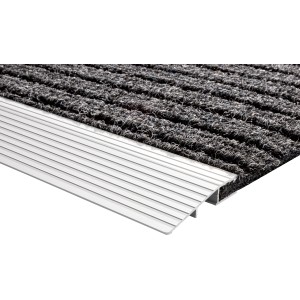 Anthrazitfarbene Fußmatte Lincon mit Alu-Schiene, 37x58 cm, für den Eingangsbereich.