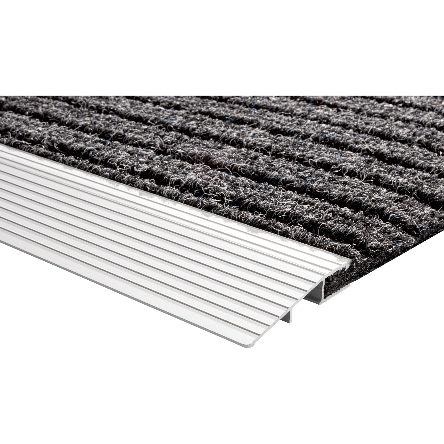 Anthrazitfarbene Fußmatte Lincon mit Alu-Schiene, 37x58 cm, für den Eingangsbereich.