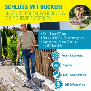 Gloria Thermoflamm bio Comfort Plus Unkrautbrenner mit Gaskartusche im Einsatz.