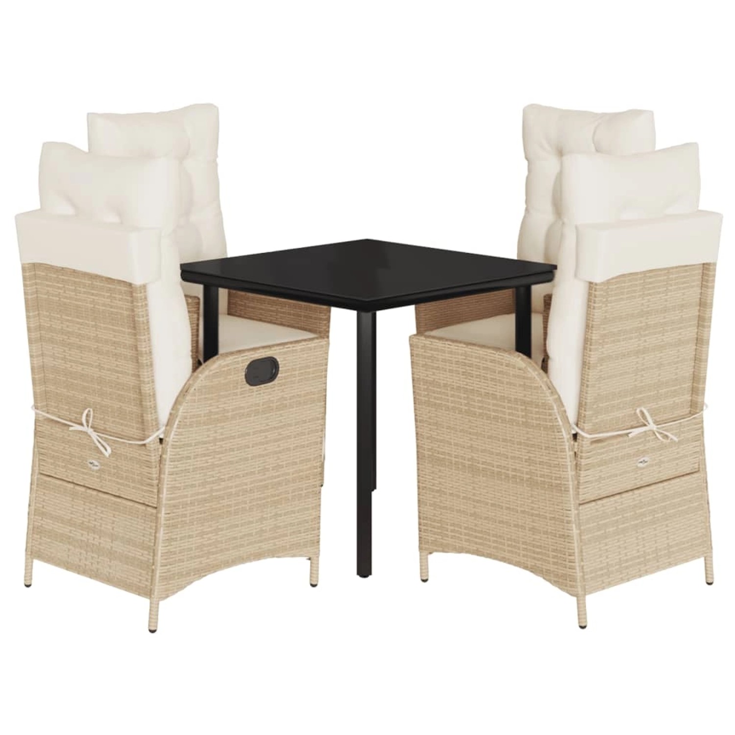 vidaXL 5-Tlg Garten-Essgruppe mit Kissen Beige Poly Rattan 3213442 günstig online kaufen