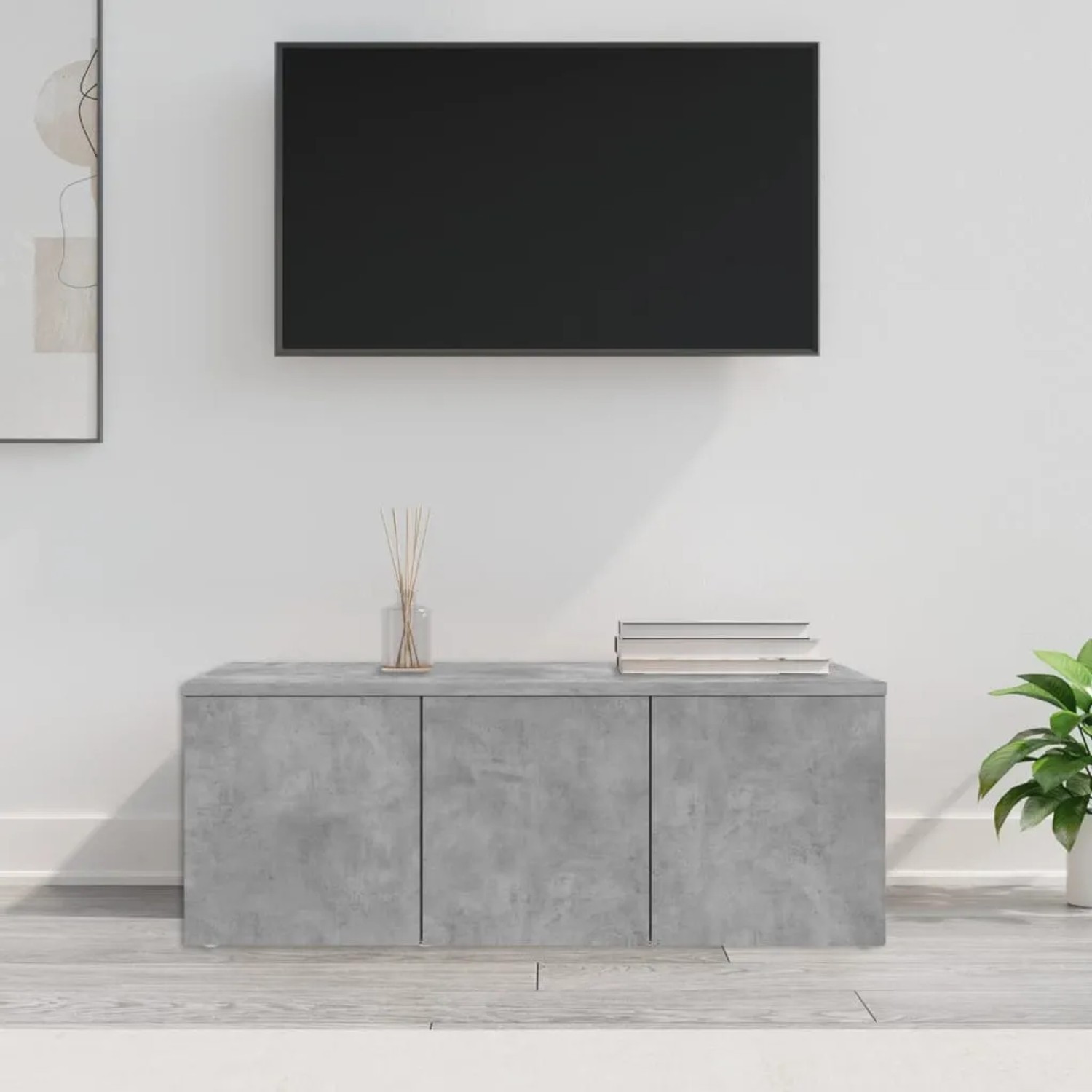 VidaXL TV-Schrank, Betongrau, 80x34x30 cm, Holzwerkstoff mit 3 Schubladen.