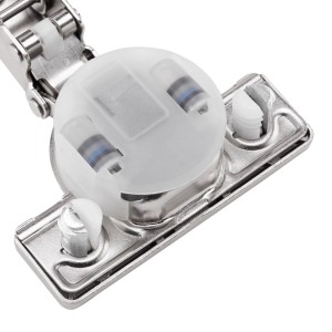 Salice Topfband Serie 700 LOGICA, Nickel matt. Möbelscharnier mit sichtbarer, einstellbarer Dämpfung.