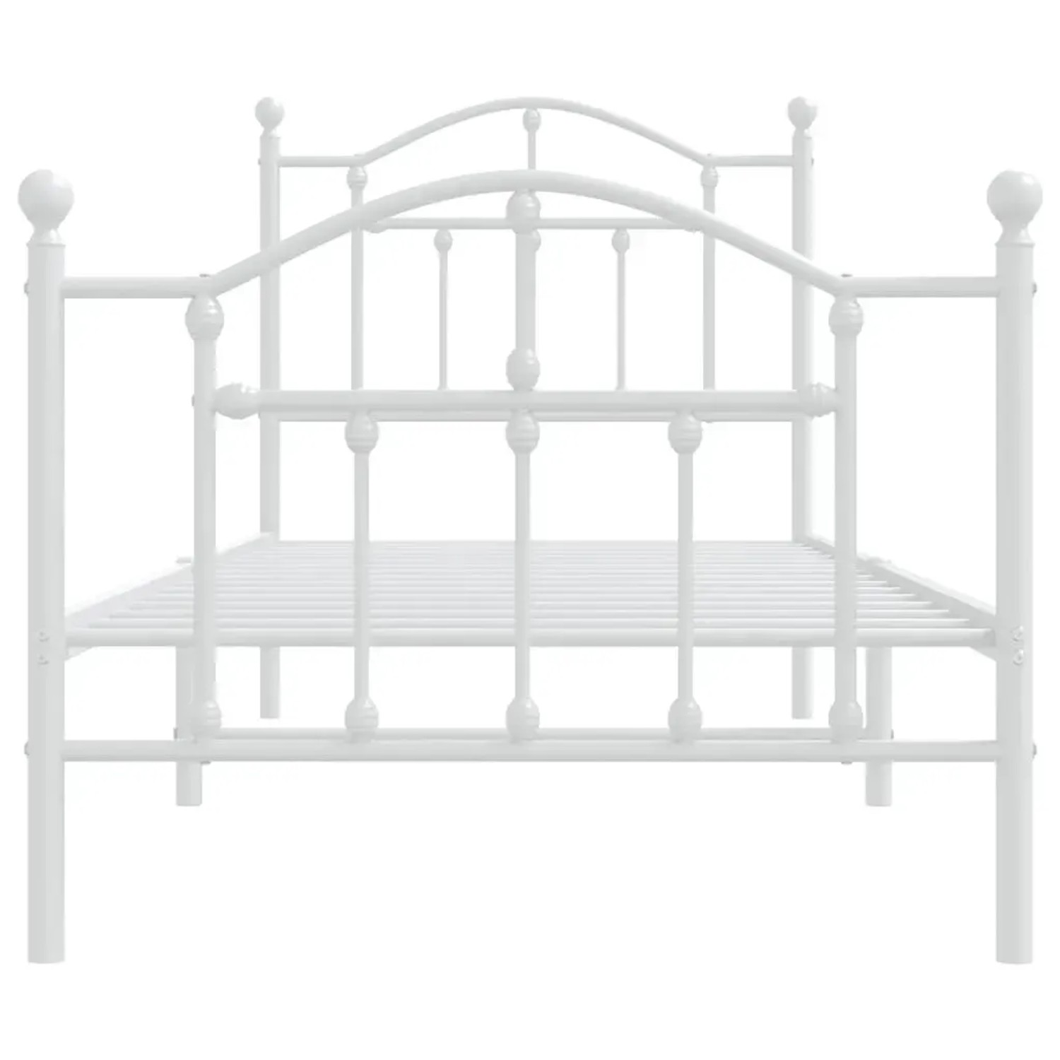 Weißes Metall Bettgestell 80x200 cm mit Kopf- und Fußteil für Jugendzimmer oder Gästezimmer.