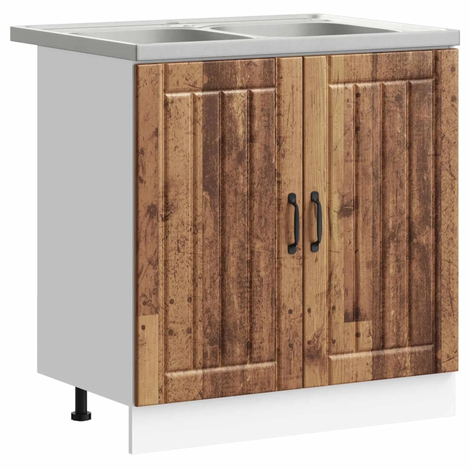 vidaXL Waschbecken-Unterschrank Lucca 2 Stk Altholz Holzwerkstoff 3315019
