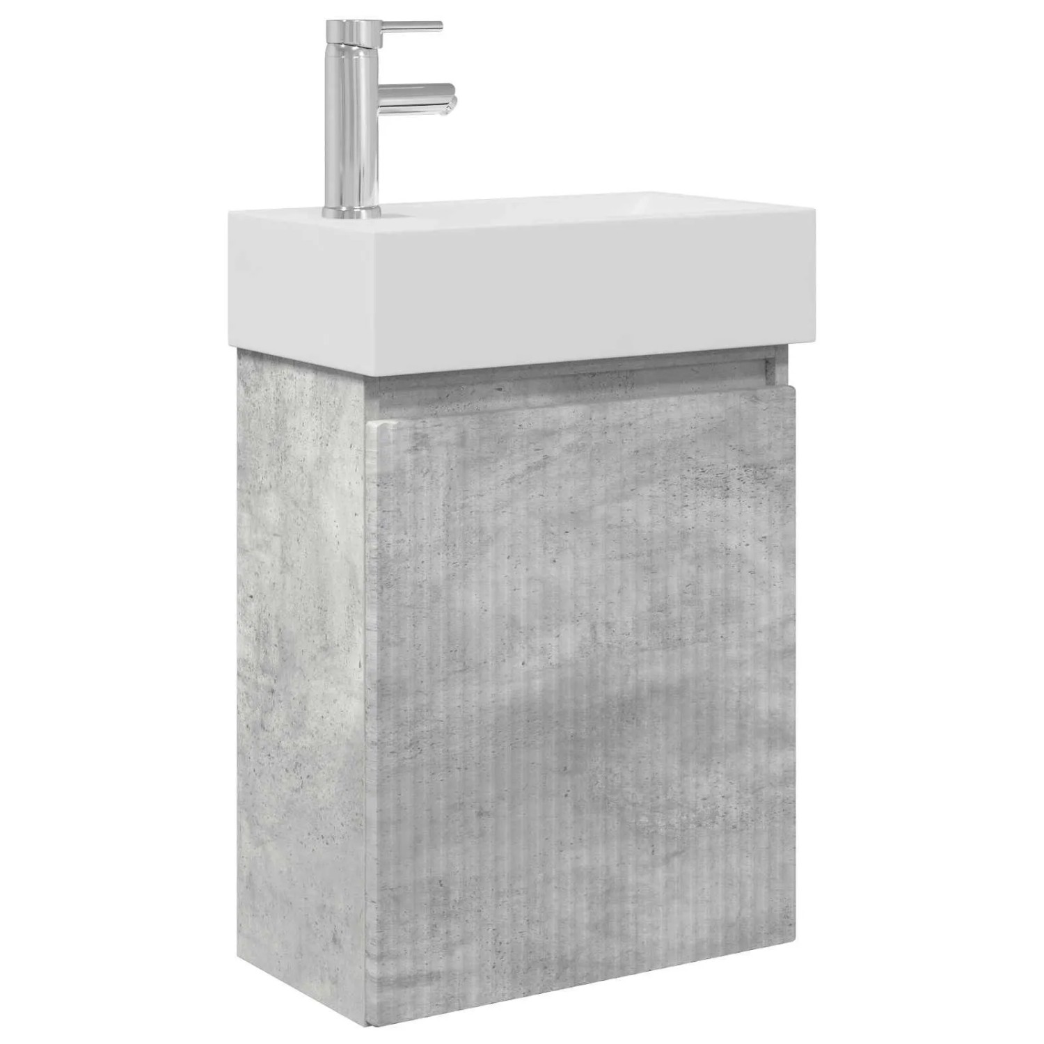 vidaXL Badezimmer Waschtischunterschrank mit Wasserhahn Betongrau 889444