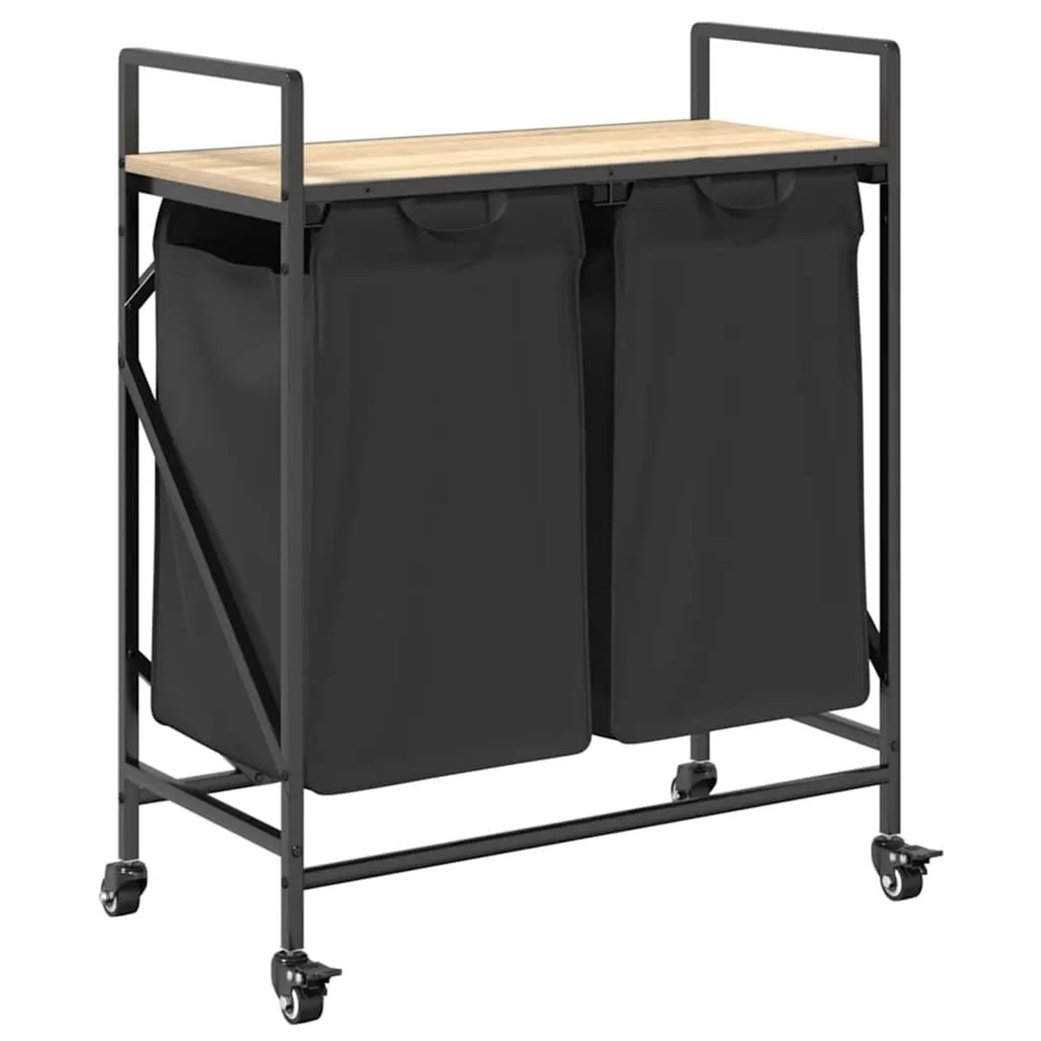 vidaXL Wäschekorb 2 Fächer mit Rollen Sonoma Eiche 859096