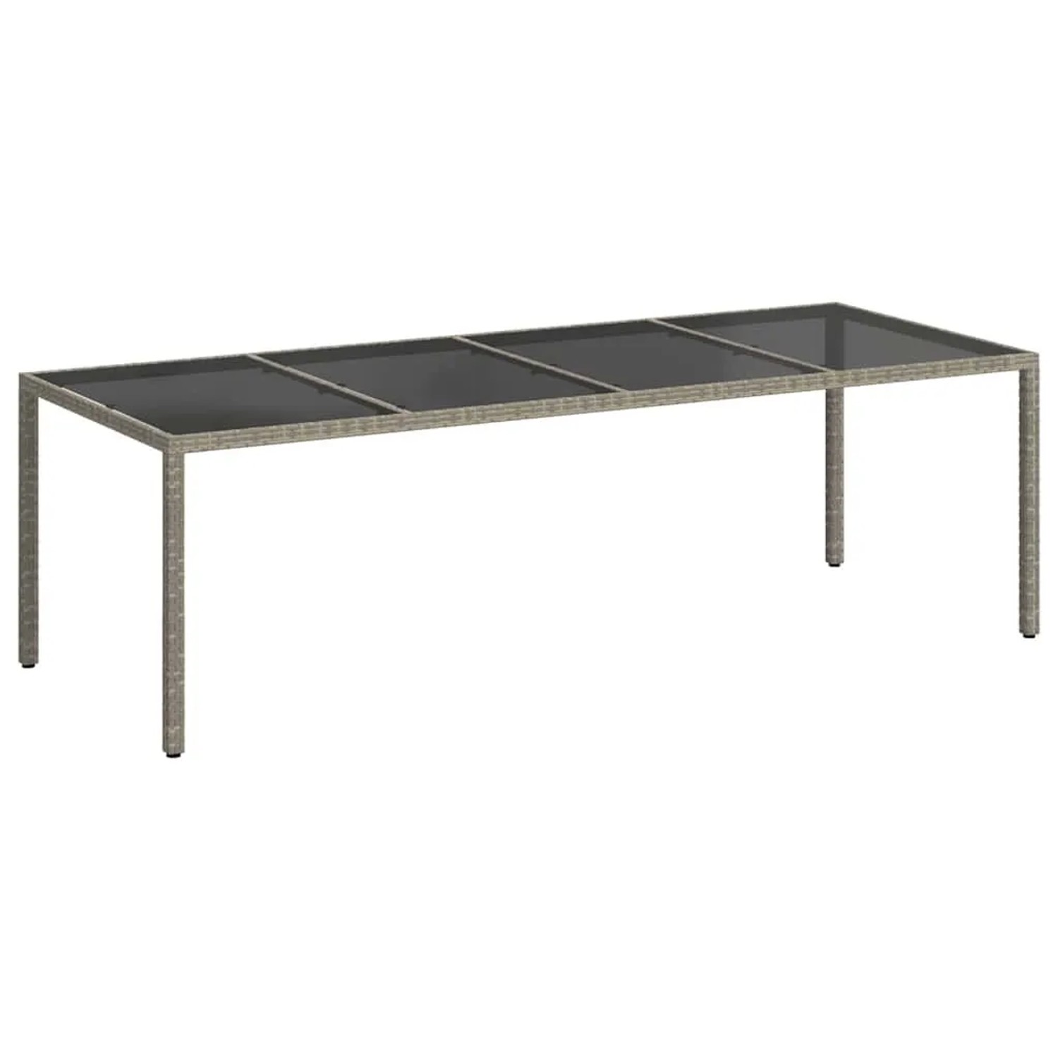 Furnicato Gartentisch Grau 250x100x75 Cm Hartglas Und Poly Rattan