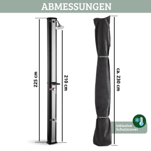 DELUKE Outdoor Solardusche 40 Liter mit Wasserspeicher Mit Abdeckung Solar Gartendusche Warmes Wasser Pooldusche Campingdusche