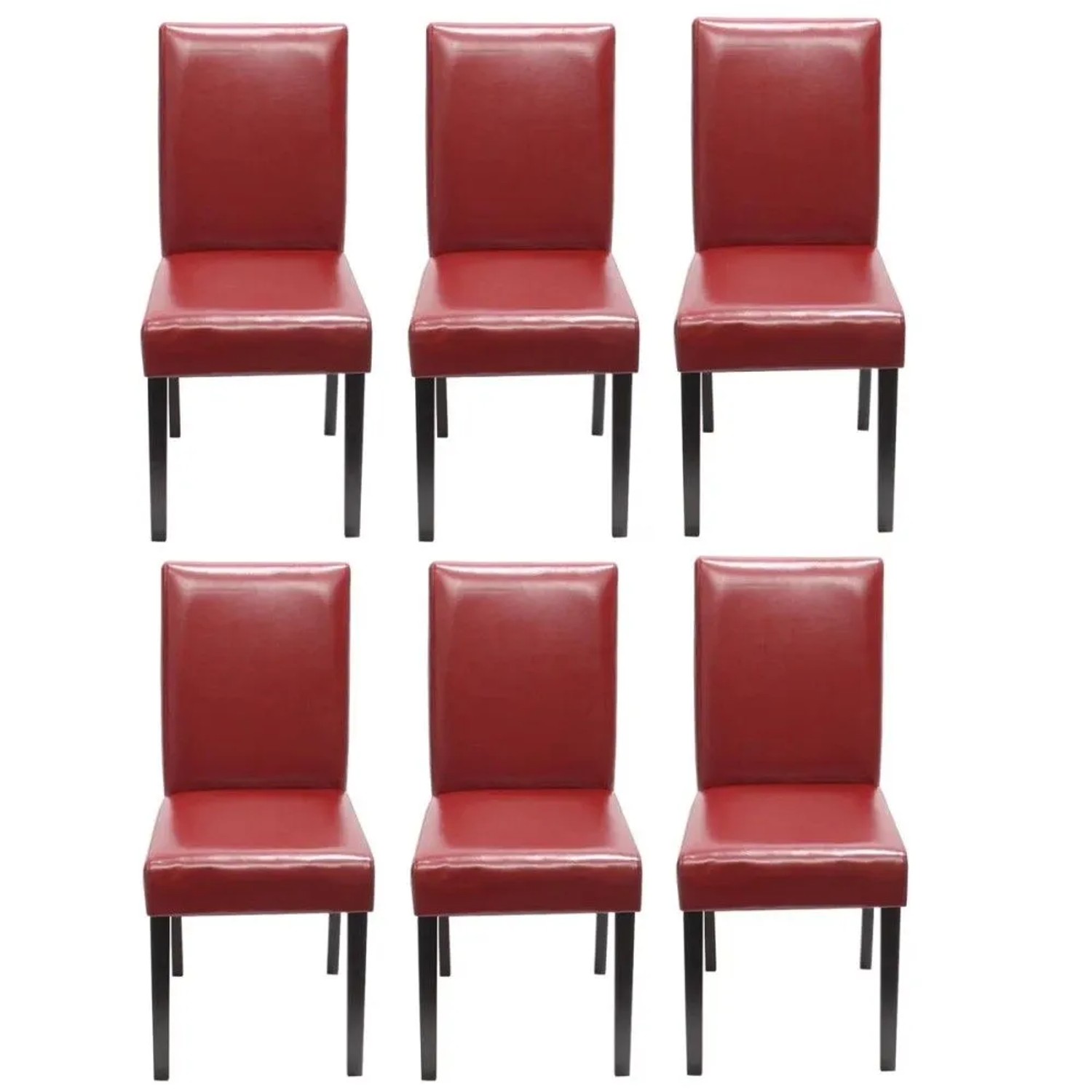 MCW Esszimmerstuhl Littau 6er-Set Leder Rot Dunkle Beine