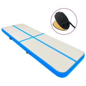 vidaXL Aufblasbare Gymnastikmatte mit Pumpe 400x100x20 cm PVC Blau 92680