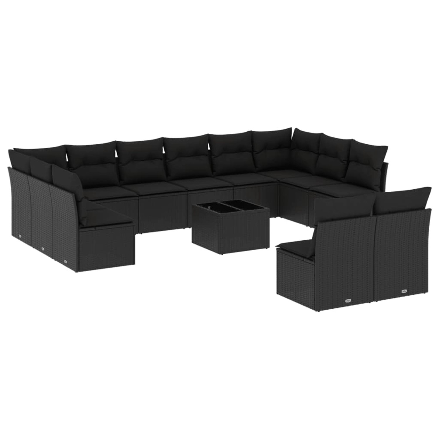 vidaXL 13-tlg Garten-Sofagarnitur mit Kissen Schwarz Poly Rattan Modell 17 günstig online kaufen