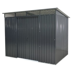 Tepro Metallgerätehaus Multi Shed X-Large in Anthrazit mit Schiebetür und Lichtband.