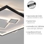 Moderne, weiße LED-Deckenleuchte Mailak (57x57 cm) mit schwarzem Rahmen. Quadratisches Design für Wohnräume.