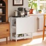 Weißer HOMCOM Esstisch ausklappbar mit Metallgestell und Ablagefächern. Tisch für Küche und Esszimmer.