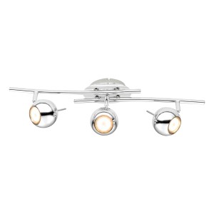 Chromfarbiger LED Spot Scordia mit 3 Leuchten und GU10 Leuchtmittel für eine angenehme Beleuchtung.