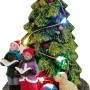 OBI Weihnachtsdorf Figur: Kinder singen vor beleuchtetem Tannenbaum mit Hund. Mehrfarbige Weihnachtsdekoration aus Polyresin.