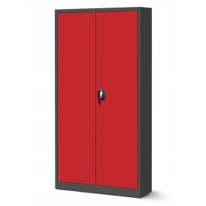Robuster Jan Nowak Aktenschrank 90x185x40 cm in Anthrazit-Rot mit Zylinderschloss.