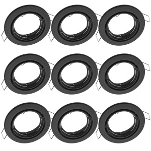 9er Set schwarze Einbaustrahler für 50mm LED-Module, schwenkbar. Deckenleuchten für Lampen & Leuchten.
