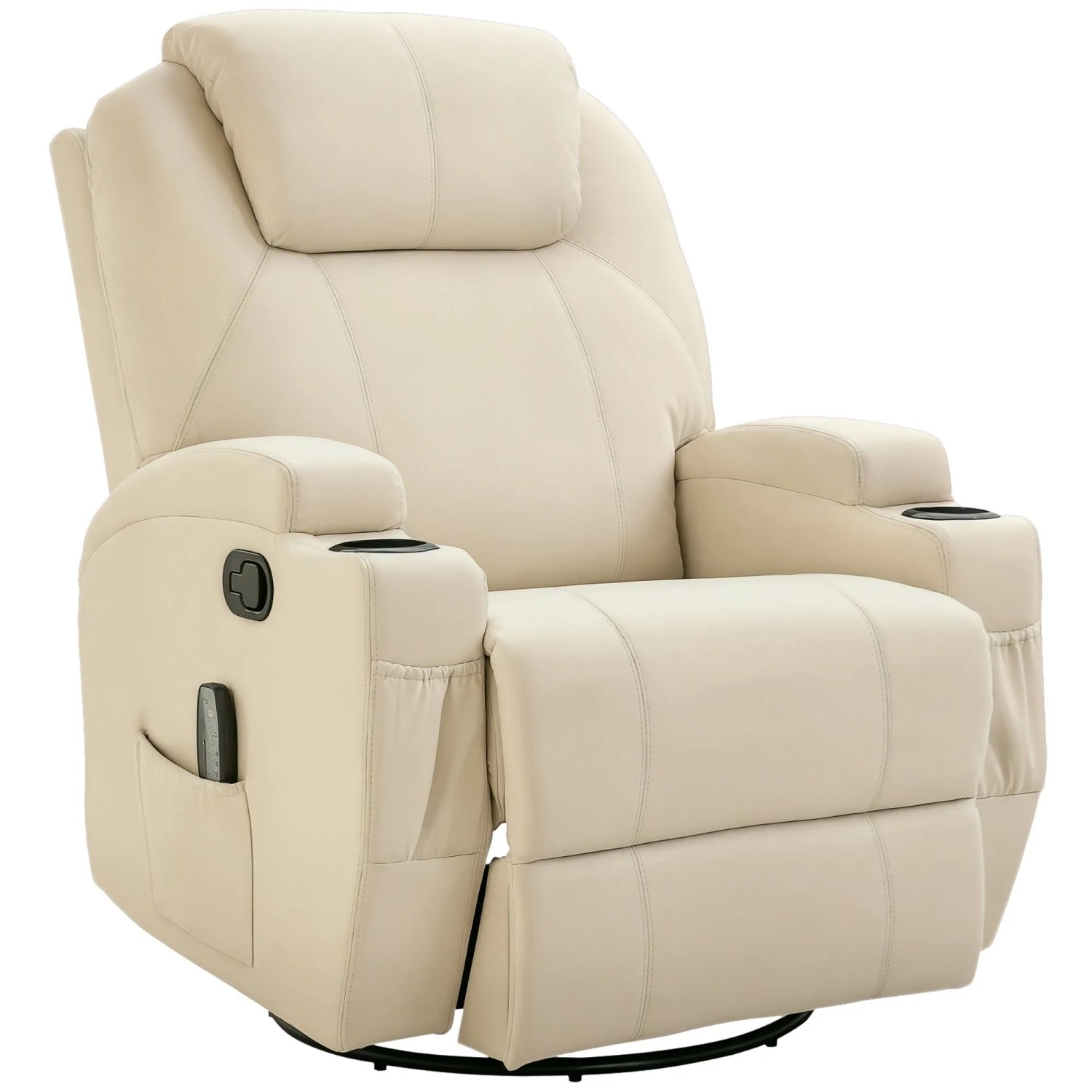 HOMCOM Massagesessel Elektrisch 5 Massage-Modi Cremeweiß 84 x 92 x 109 cm