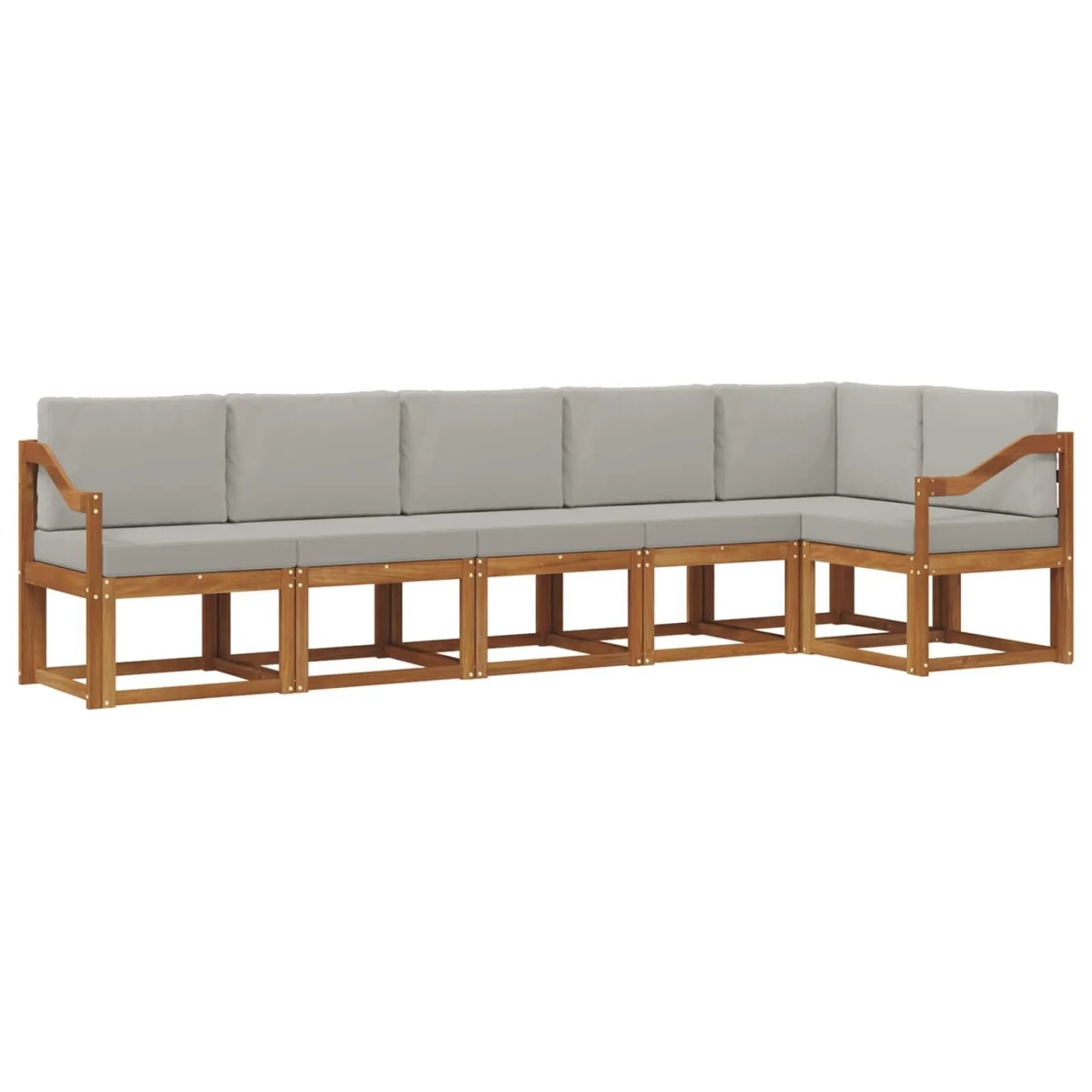 vidaXL Outdoor-Sofagarnitur mit Kissen 6-Tlg Natur und Hellgrau 3366479