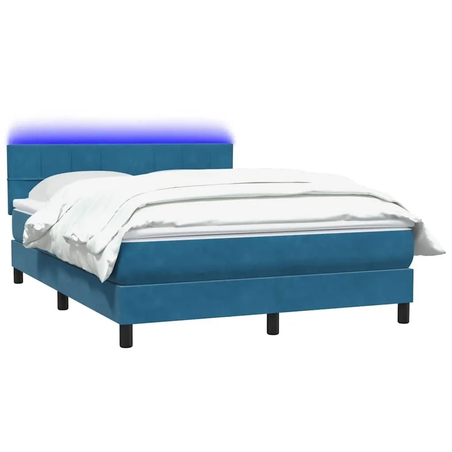 vidaXL Boxspringbett mit Matratze & LED Dunkelblau 160x210 cm Samt 3316891 günstig online kaufen