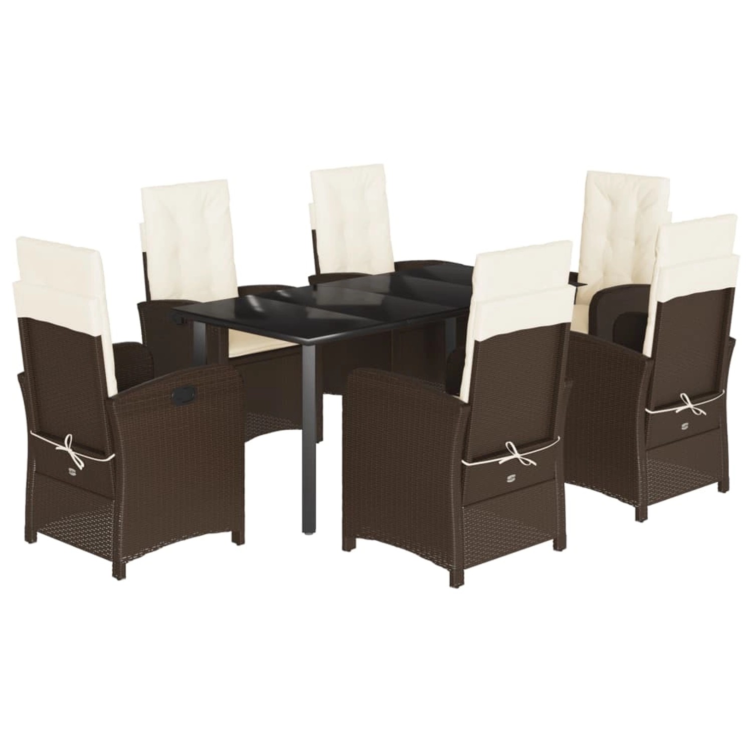 vidaXL 7-Tlg Garten-Essgruppe mit Kissen Braun Poly Rattan 3212345 günstig online kaufen