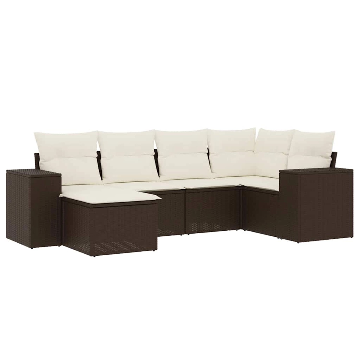 vidaXL 6-Tlg Garten-Sofagarnitur mit Kissen Braun Poly Rattan 3222862 günstig online kaufen
