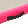 Nahaufnahme der rosa aufblasbaren Gymnastikmatte aus PVC mit schwarzem Tragegriff. Perfekt für Sport & Fitness.