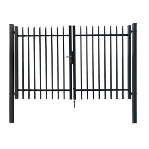 Anthrazitfarbenes Dekor-Doppeltor Porto 300x180 cm zum Einbetonieren, Ansicht von vorn.