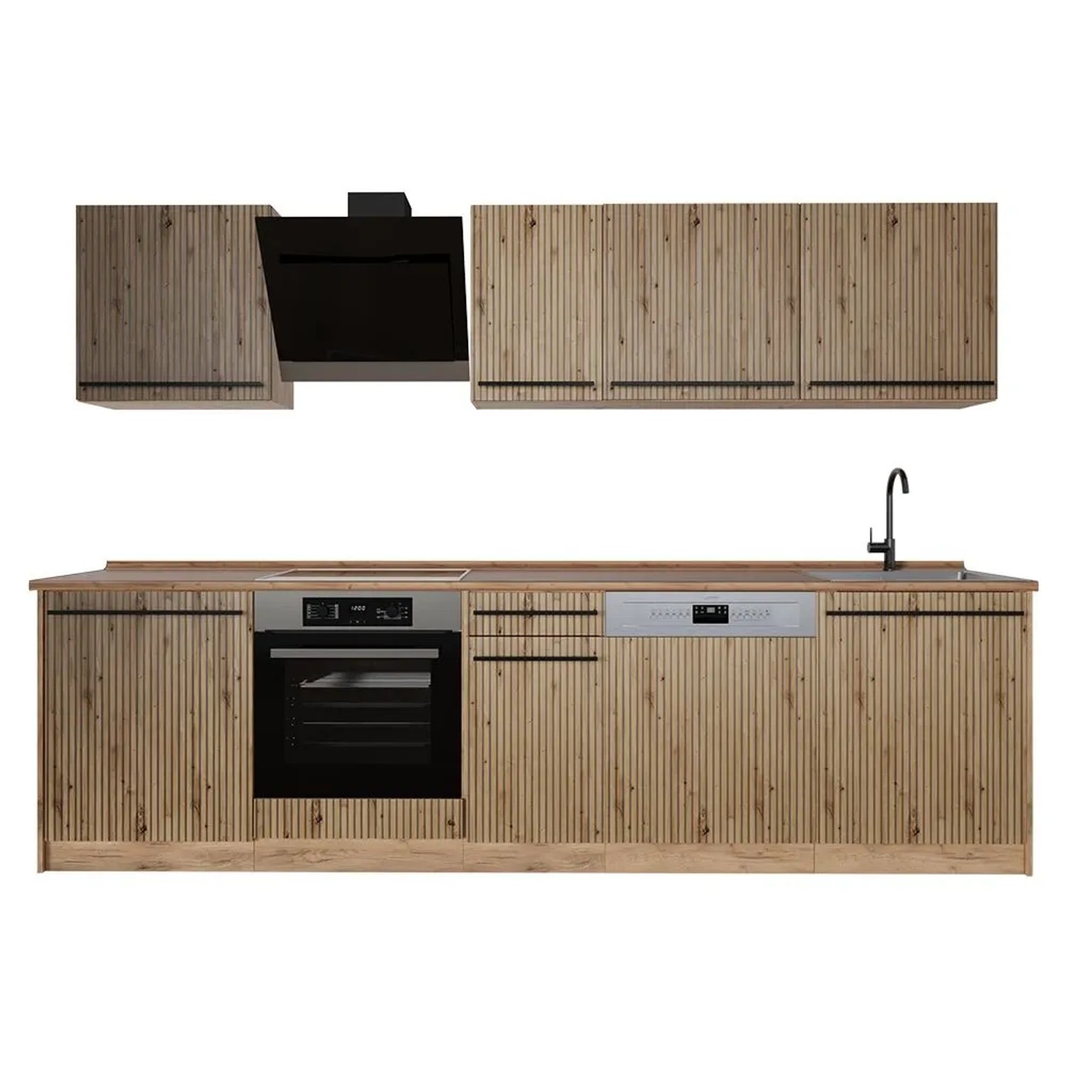 Vicco Küchenzeile R-Line Artisan-Eiche/Goldkraft Eiche 280 x 207 Arbeitsplatte Goldkraft Eiche Art Nr 67162