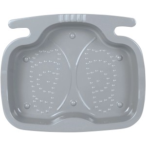 Graues Fußbad für Schwimmbecken mit Anti-Rutsch-Boden für sauberes Poolwasser.