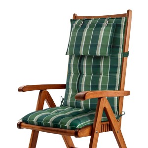 Beautissu Sun-HL Hochlehner 119x50x8cm Grün-Kariert