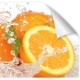 Myspotti Küchenrückwandfolie Aqua Orange mit Orangen und Wassertropfen.