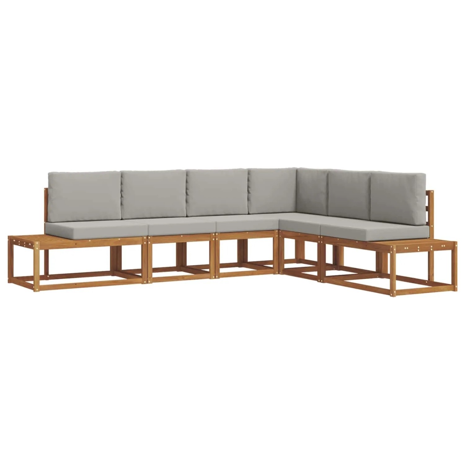 vidaXL Outdoor-Sofagarnitur mit Kissen 6-Tlg Natur und Hellgrau 3366959
