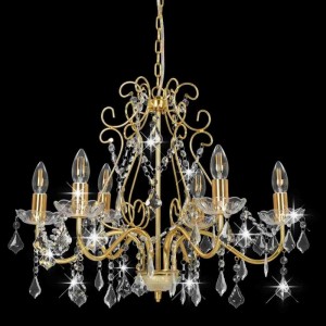 vidaXL Kronleuchter mit Kristallperlen Golden Rund 6xE14 281603