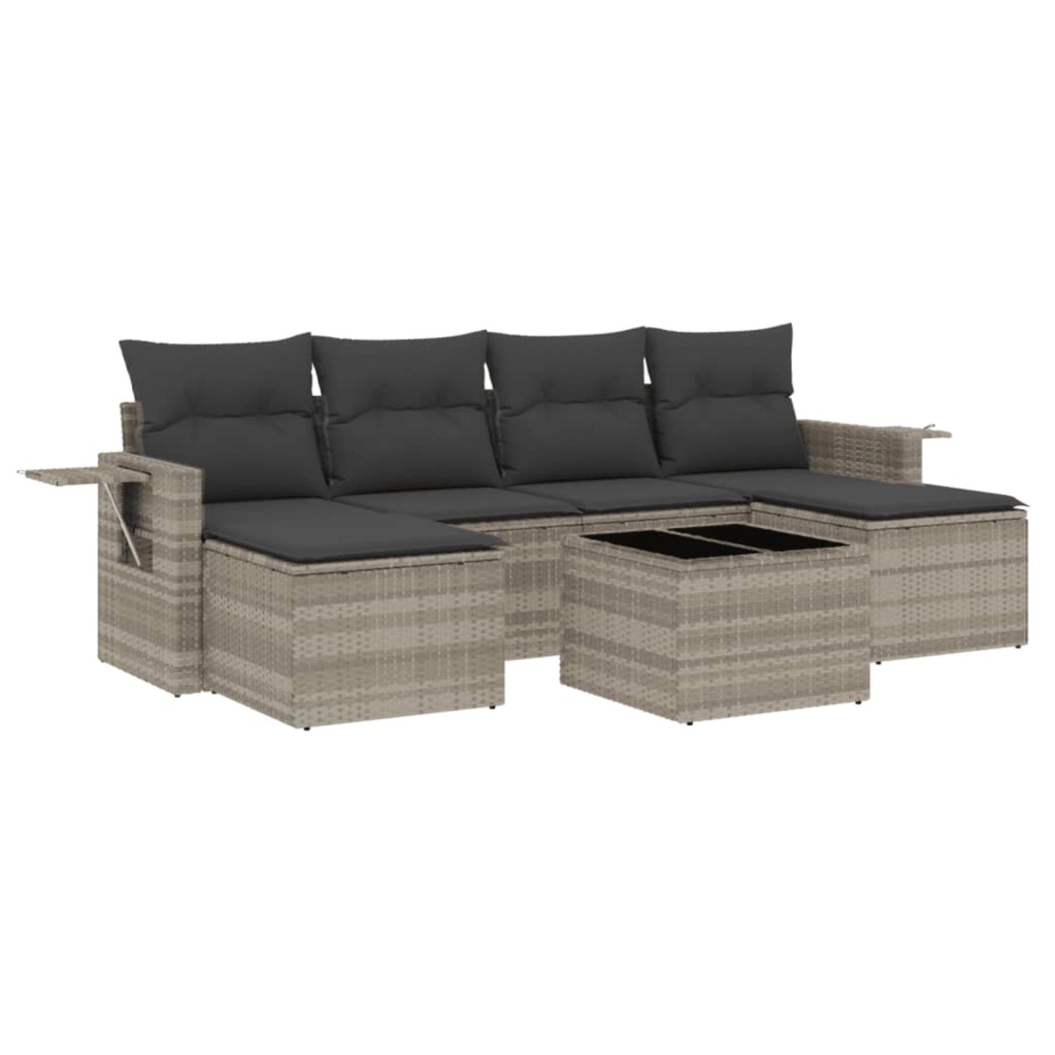 vidaXL 7-Tlg Garten-Sofagarnitur mit Kissen Hellgrau Poly Rattan 3252869 günstig online kaufen