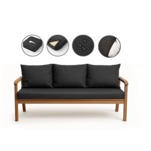 Setgarden Bankkissen-Set anthrazit für 3-Sitzer Gartenbank, 160x60 cm + 3 Rückenkissen.