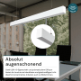 Weiße LUXULA LED Büroleuchte (30W, 3600lm) als Pendelleuchte mit einstellbarer Lichtfarbe.