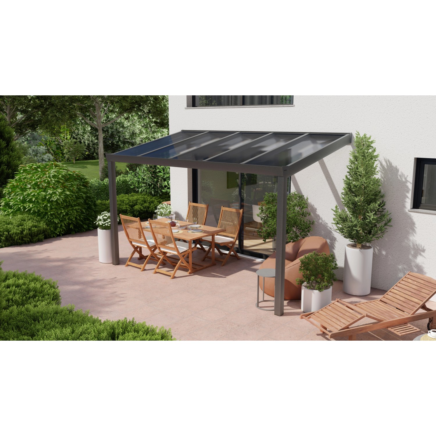 Terrassenüberdachung Professional 400 cm x 300 cm Anthrazit Struktur PC Kla günstig online kaufen