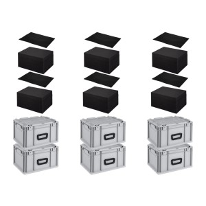 SuperSparSet: 6 Euroboxen NextGen Portable mit Schaumstoffeinlage, 20L Transportboxen.