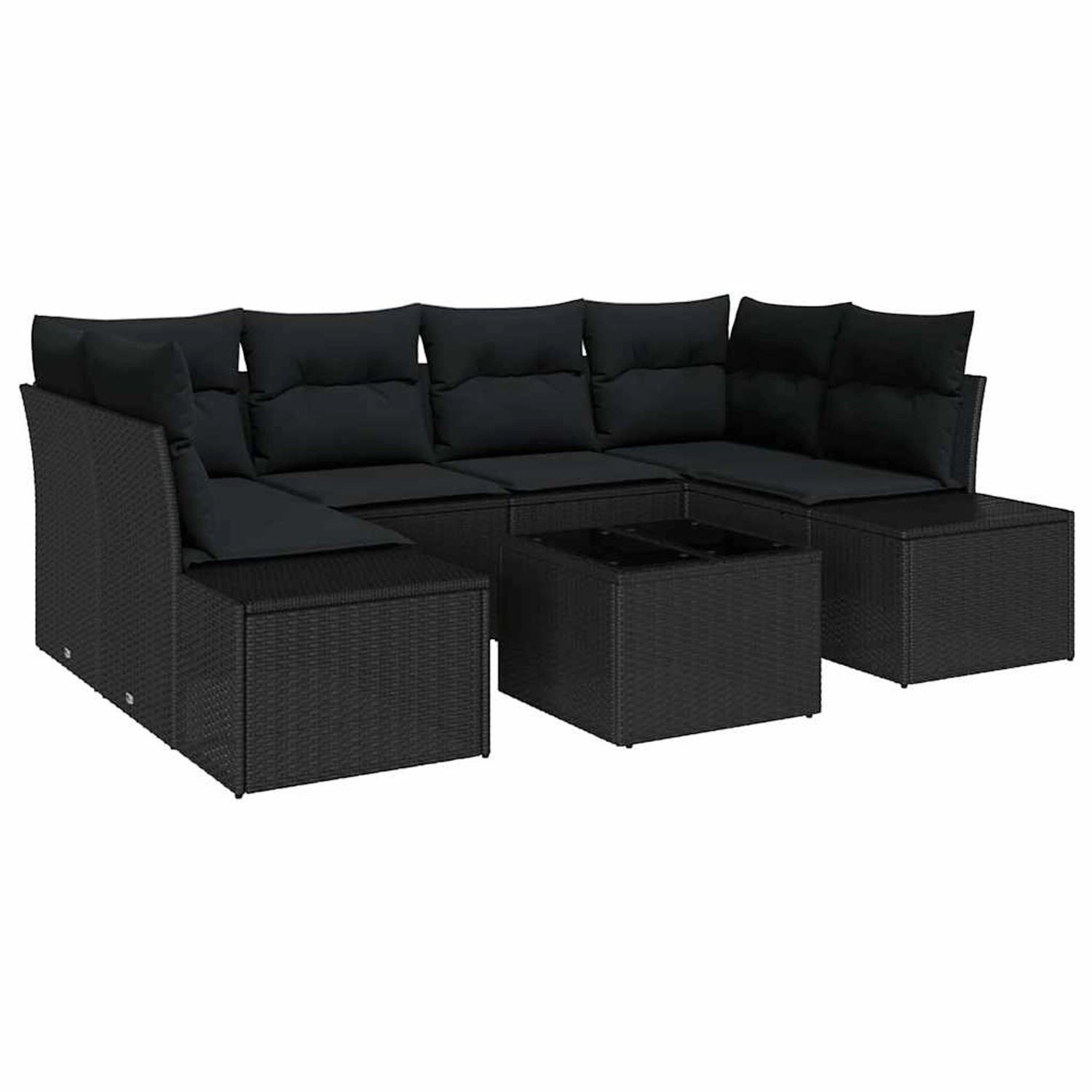 vidaXL Garten-Sofa-Set 7-Tlg Schwarz Poly Rattan 3346963 günstig online kaufen