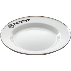 Weißer Petromax Emaille-Teller (2er Set) für Grillutensilien, robust und leicht.