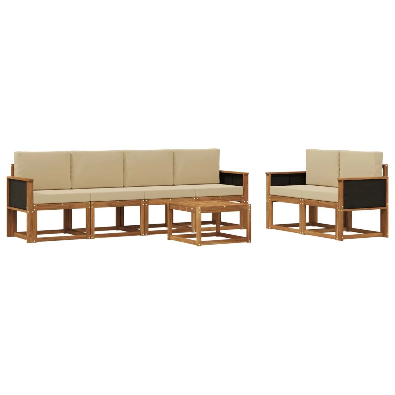 vidaXL Outdoor-Sofagarnitur mit Kissen 6 Stk Natur 3385004