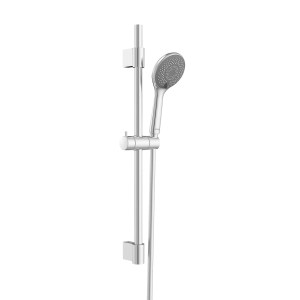 Wenko Brauseset Watersaving Chrom: Duschstange, Handbrause mit 3 Strahlarten und Duschschlauch. Glänzendes Silber.