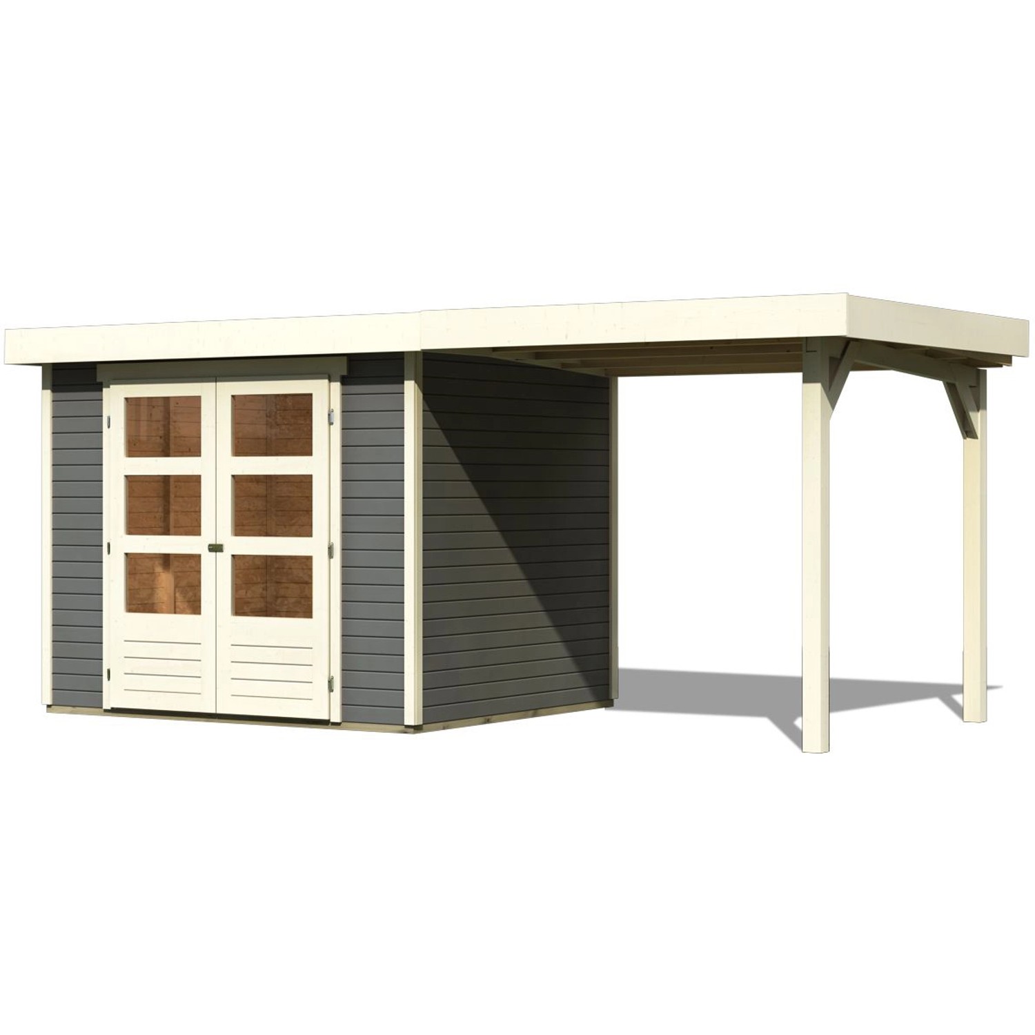 Karibu Express Gartenhaus/Gerätehaus Speedy B Set Terragrau 462 cm x 217 cm mit Schleppdach