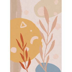 Sanders & Sanders Fototapete Bohemian-Skandi mit abstrakten Formen und Pflanzenmotiven.
