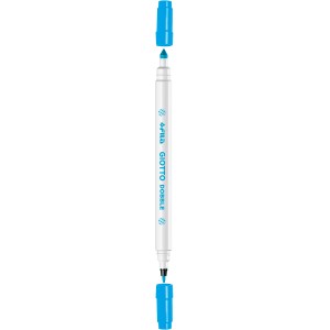 Giotto Turbo Dobble Fasermaler, blau, mit zwei Spitzen und abnehmbaren Kappen.