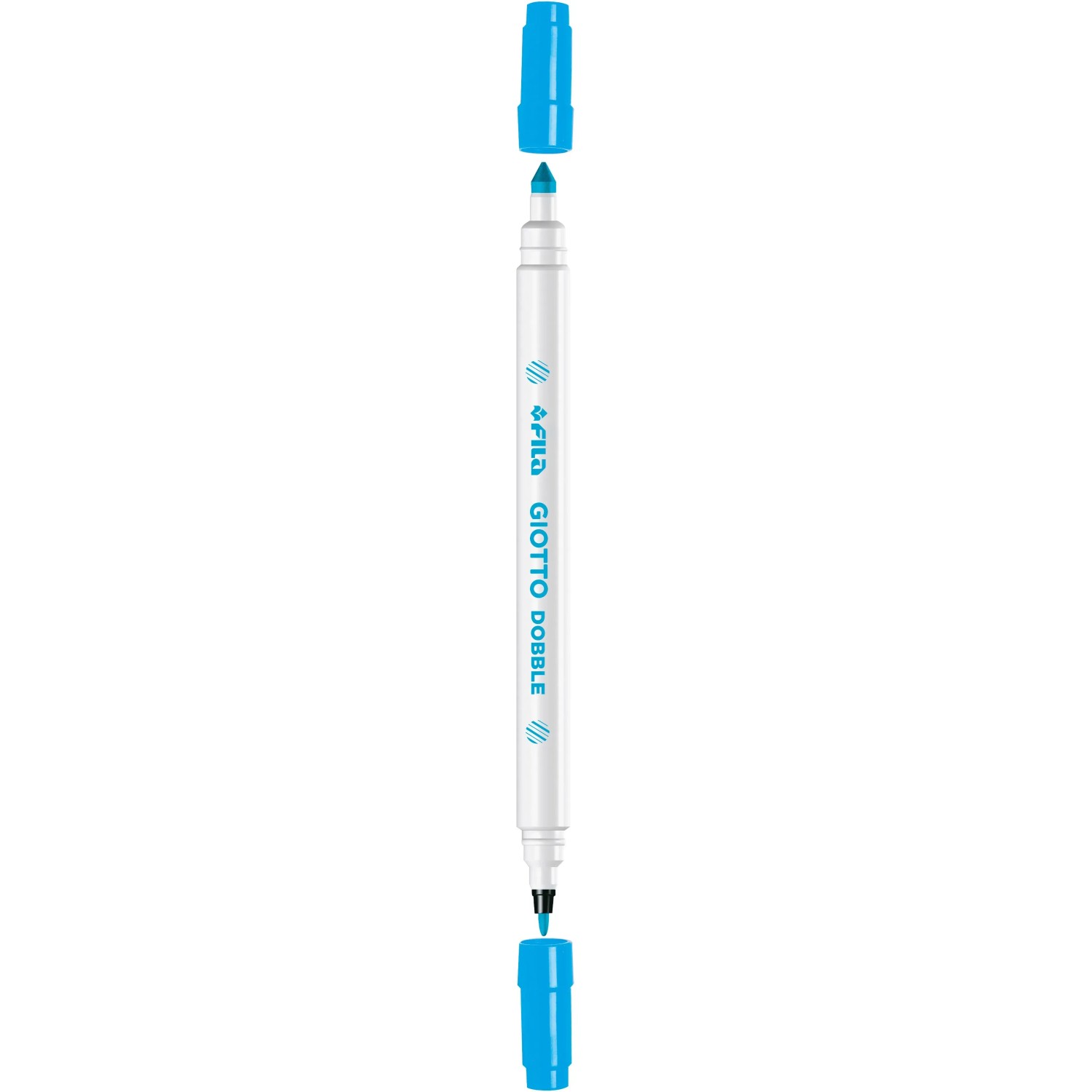 Giotto Turbo Dobble Fasermaler, blau, mit zwei Spitzen und abnehmbaren Kappen.